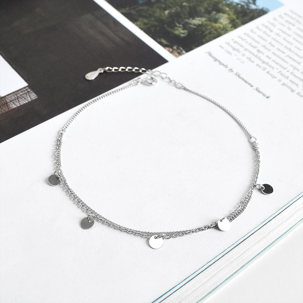 925 sterling silver factory original design double layer circular film national ethos female general anklet jewelry