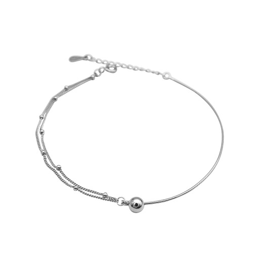 Original design of 925 sterling silver factory double round beads national ethos female general anklet jewelry