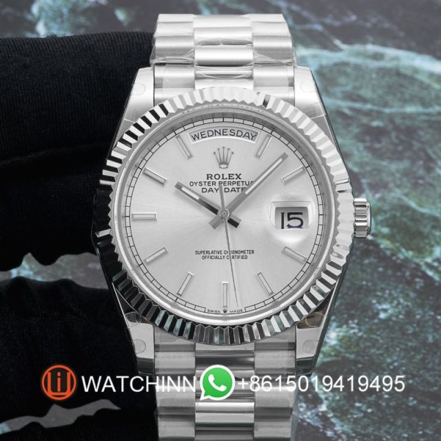Replica Rolex 5A Quality ETA 2836 Movement 904L Steel 1：1 40mm Noob Factory Day Date Watch