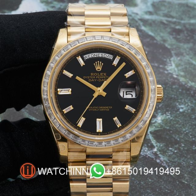Replica Rolex 5A Quality ETA 2836 Movement 904L Steel 1：1 40mm Noob Factory Day Date Watch