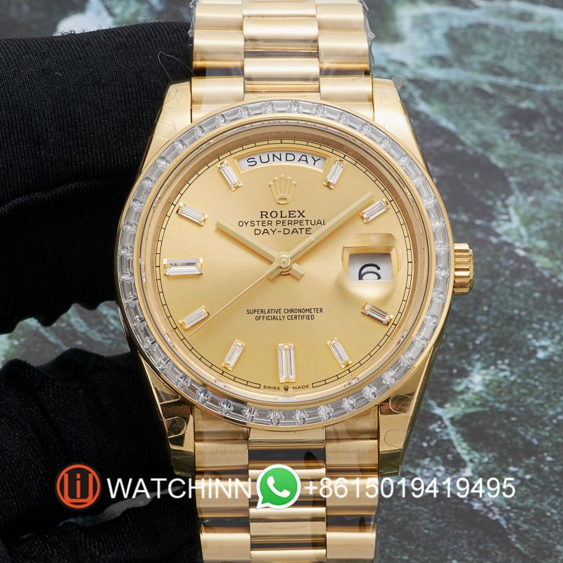 Replica Rolex 5A Quality ETA 2836 Movement 904L Steel 1：1 40mm Noob Factory Day Date Watch