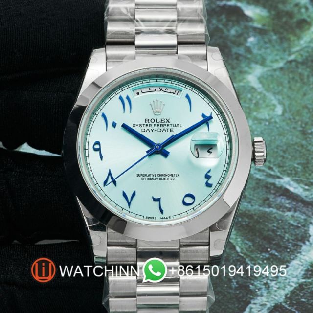 Replica Rolex 5A Quality ETA 2836 Movement 904L Steel 1：1 40mm Noob Factory Arabic Number Day Date Watch