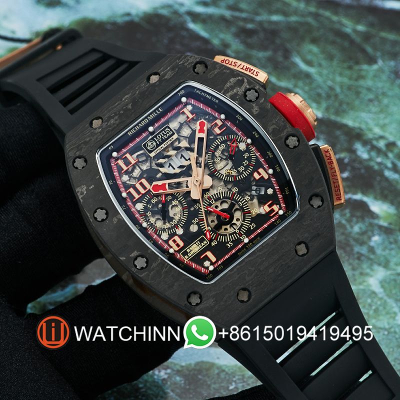Replica Richard Miller 5A Quality Clone Timing Function Movement 1：1 42*50mm Carbon Fibre Case KV Factory