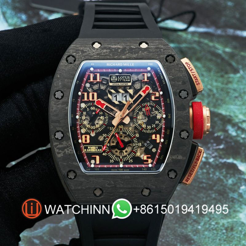 Replica Richard Miller 5A Quality Clone Timing Function Movement 1：1 42*50mm Carbon Fibre Case KV Factory