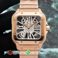 Replica Cartier Watch 5A Quality Swiss Quartz Movement Skeleton 1:1 Stainless Steel 40mm Santos Watch