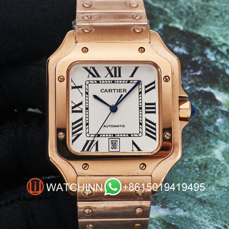 Replica Cartier Watch 3A Quality 2813 Movement 316L Steel Full Gold 40mm AAA Santos Watch