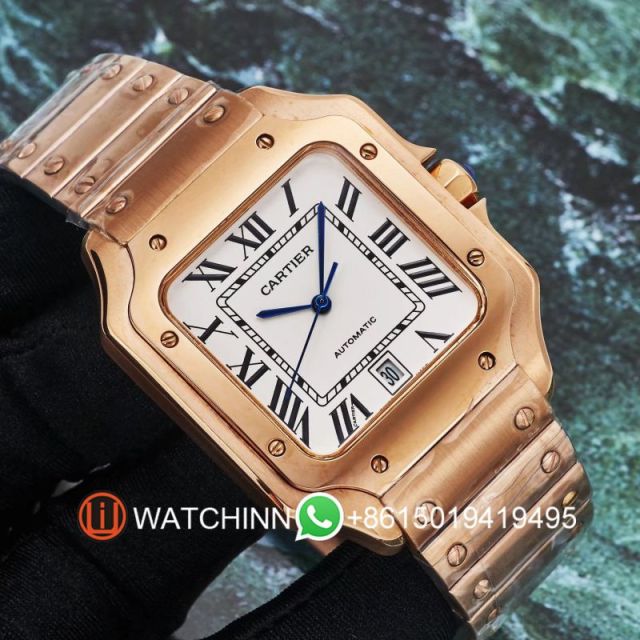 Replica Cartier Watch 3A Quality 2813 Movement 316L Steel Full Gold 40mm AAA Santos Watch