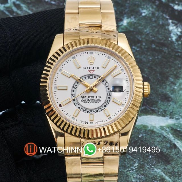 Replica Rolex Watch 3A Quality 2813 Movement 316L Steel Rose Gold 42mm Sky Dweller Watch