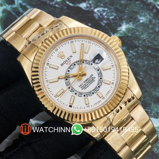 Replica Rolex Watch 3A Quality 2813 Movement 316L Steel Rose Gold 42mm Sky Dweller Watch