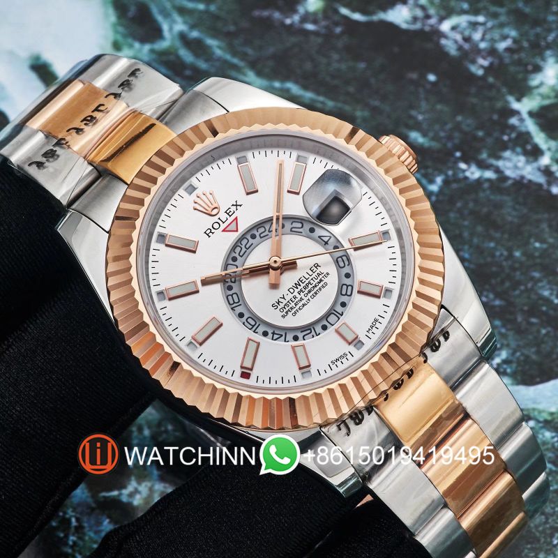 Replica Rolex Watch 3A Quality 2813 Movement 316L Steel Two Tone 42mm Sky Dweller Watch