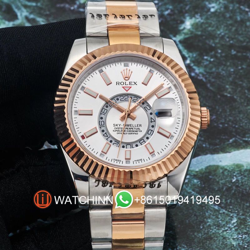 Replica Rolex Watch 3A Quality 2813 Movement 316L Steel Two Tone 42mm Sky Dweller Watch