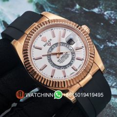 Replica Rolex Watch 3A Quality 2813 Movement 316L Steel Rose Gold 42mm Sky Dweller Watch