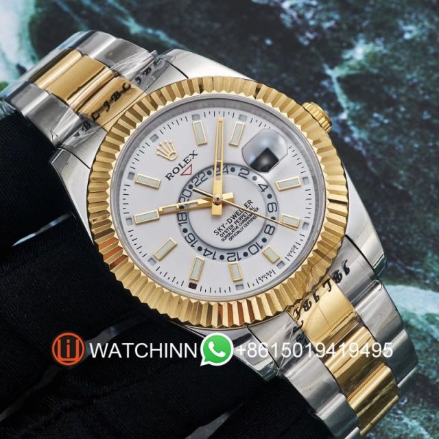 Replica Rolex Watch 3A Quality 2813 Movement 316L Steel Rose Gold 42mm Sky Dweller Watch