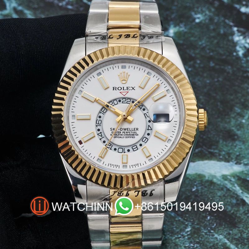 Replica Rolex Watch 3A Quality 2813 Movement 316L Steel Rose Gold 42mm Sky Dweller Watch