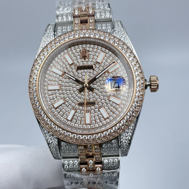 Replica Rolex Watch 3A Quality 2813 Movement 316L Steel Full Diamond 40mm Datejust Watch