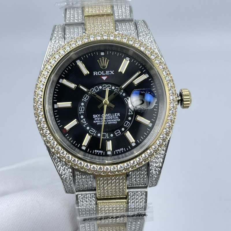 Replica Rolex Watch 3A Quality 2813 Movement 316L Steel Full Diamond 42mm Sky Dweller Watch