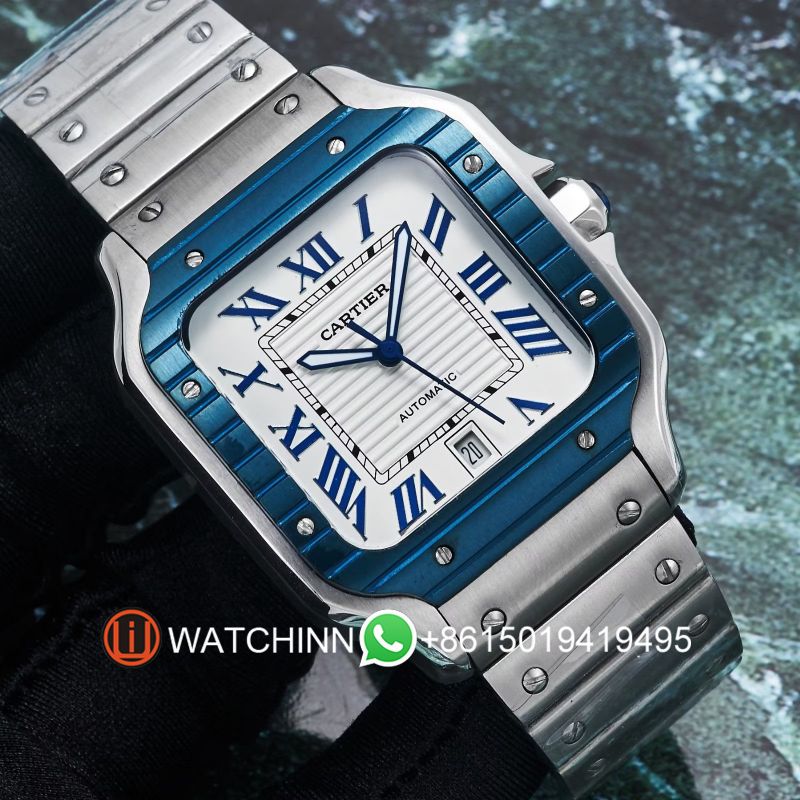 Replica Cartier Watch 3A Quality 2813 Movement 316L Steel New Ring White Dial 40mm AAA Santos Watch