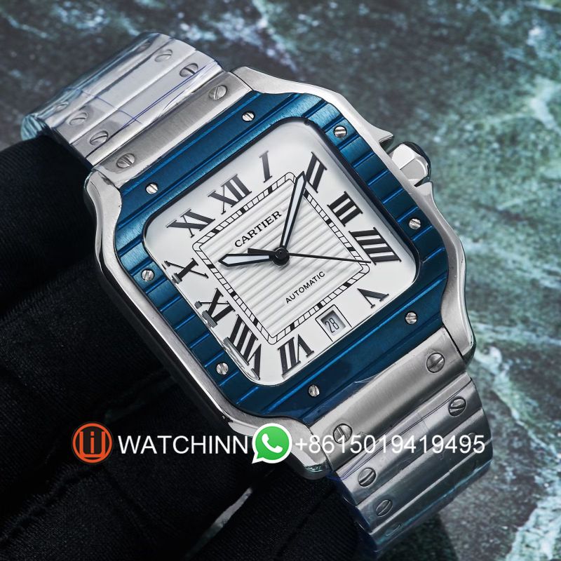 Replica Cartier Watch 3A Quality 2813 Movement 316L Steel New Ring White Dial 40mm AAA Santos Watch