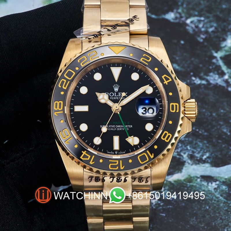 Replica Rolex Watch 3A Quality 2813 Movement 316L Steel Full Gold 40mm Gmt Master Watch