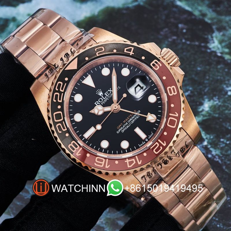 Replica Rolex Watch 3A Quality 2813 Movement 316L Steel Full Gold 40mm Gmt Master Watch