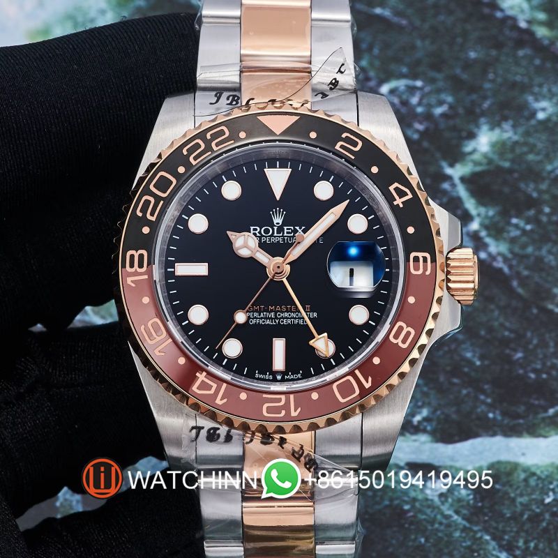 Replica Rolex Watch 3A Quality 2813 Movement 316L Steel Full Gold 40mm Gmt Master Watch
