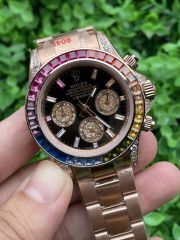 Replica Rolex Watch 3A Quality Quartz Timing Function Movement Diamond Rainbow 316L Steel 40mm Daytona Watch