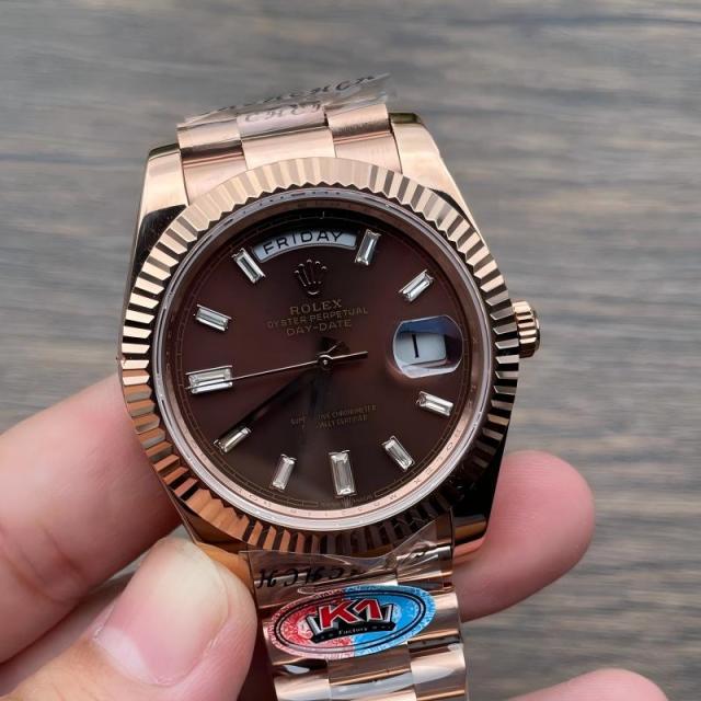 Replica Rolex Watch Seagull 2813 Movement Best 3A+ Quality K1 Factory 41mm Daydate Golden Watch