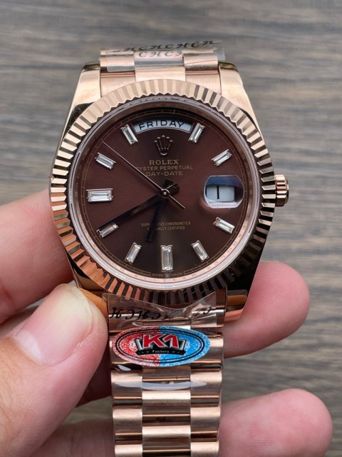Replica Rolex Watch Seagull 2813 Movement Best 3A+ Quality K1 Factory 41mm Daydate Golden Watch