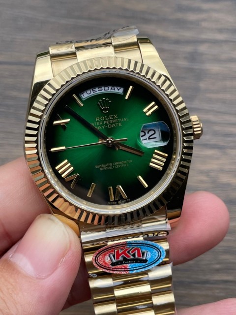 Replica Rolex Watch Seagull 2813 Movement Best 3A+ Quality K1 Factory 41mm Daydate Golden Watch