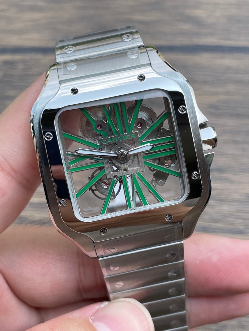 Replica Cartier Watch 5A Quality Super Clone Movement Stainless Steel 39.8mm RC Factory Santos Man Watch