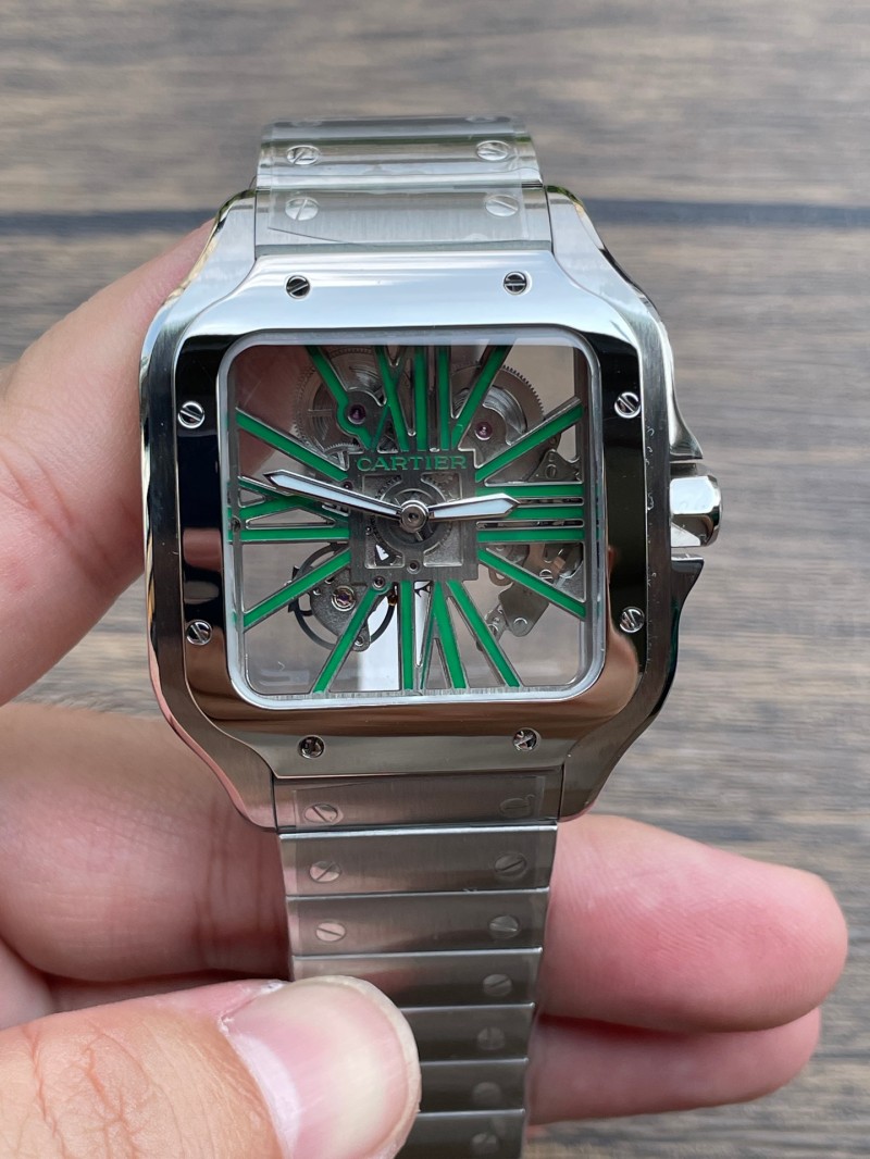 Replica Cartier Watch 5A Quality Super Clone Movement Stainless Steel 39.8mm RC Factory Santos Man Watch