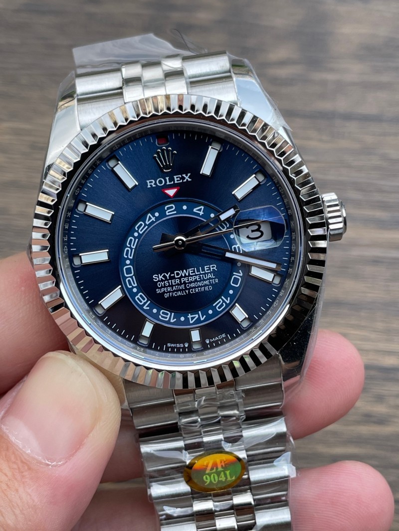 Replica Rolex Watch 5A Quality 9901 Clone Movement 904L Steel 1:1 42mm ZF Factory Sky Dweller Watch