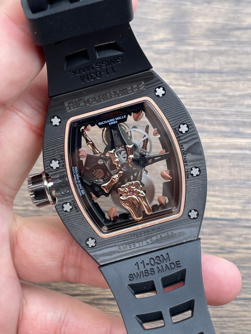 Replica Richard Miller 5A Quality Tourbillion Movement 1：1 42*50mm Carbon Case Watch