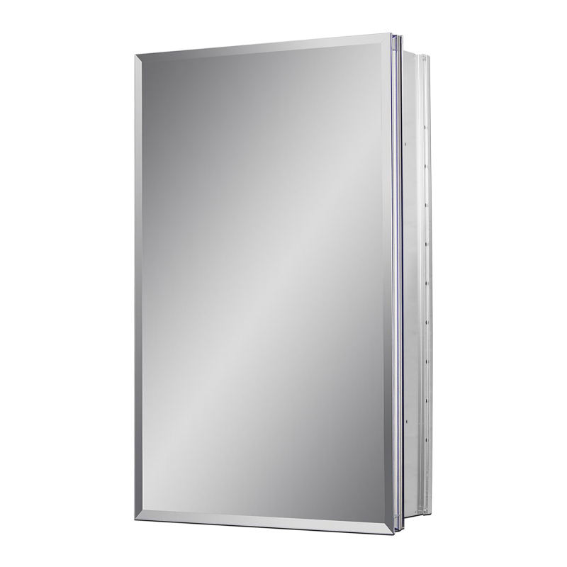 Aluminum Medicine Cabinet with Beveled  Edge Double Sided Mirror Door, Recess Mount Only, 15 x 24 Inch