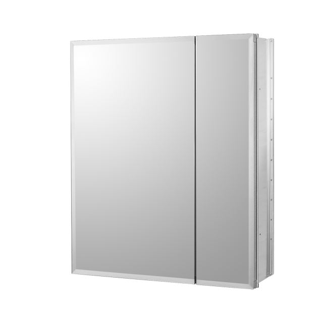 Aluminum Medicine Mirror Cabinet for Bathroom Recess Installation Only, with Double Sided Mirror Door, 20 Inch x 24 Inch,with Adjustable Tempered Glass Shelves