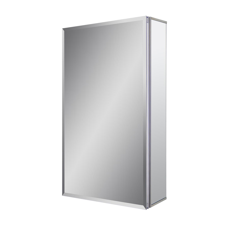Aluminum Medicine Cabinet with Beveled  Edge Double Sided Mirror Door, Recess or Surface Mount, 15 x 24 Inch