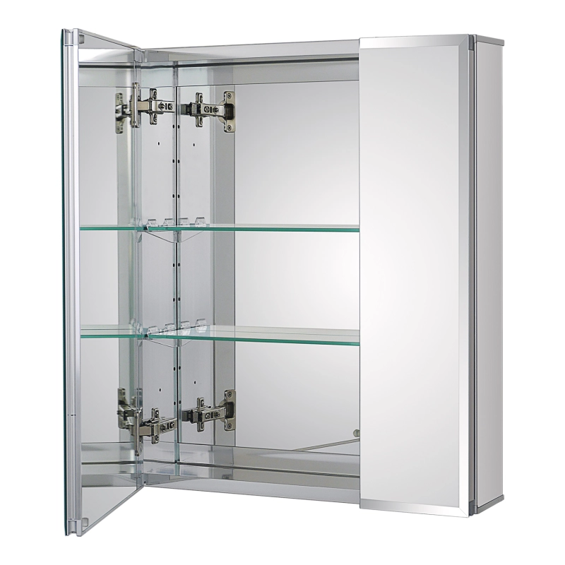 Aluminum Medicine Cabinet with Beveled  Edge Double Sided Mirror Door, Recess or Surface Mount, 20 x 24 Inch