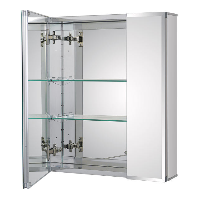 Aluminum Medicine Cabinet with Beveled  Edge Double Sided Mirror Door, Recess or Surface Mount, 20 x 24 Inch