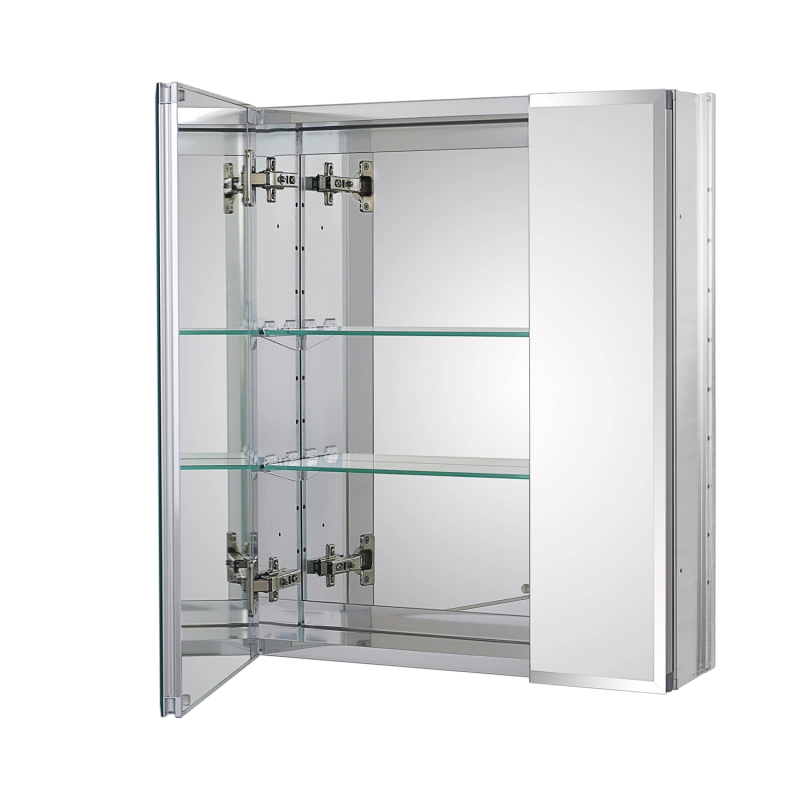 Aluminum Medicine Cabinet with Beveled  Edge Double Sided Mirror Door, Recess Installation Only, 20 x 24 Inch