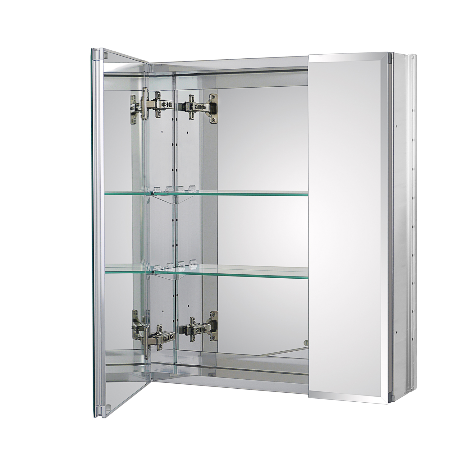 Aluminum Medicine Cabinet with Beveled  Edge Double Sided Mirror Door, Recess Installation Only, 20 x 24 Inch