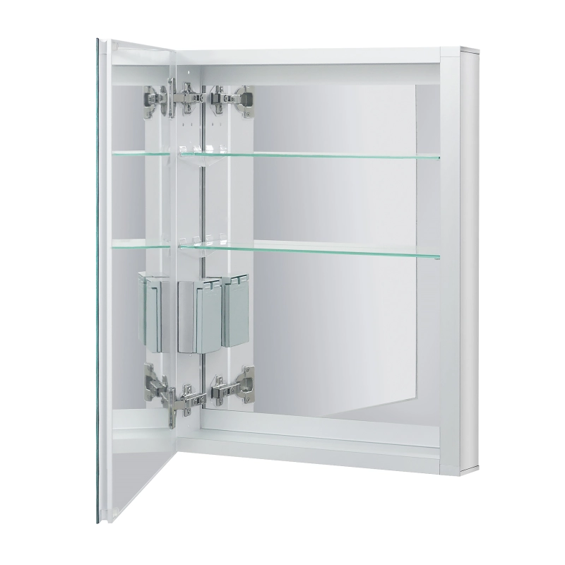 Aluminum LED Bathroom Mirror Cabinet with Defogger, Dimmer, Outlet and USB charger, Recessed or Surface Mount, 20W x 25.5H inch