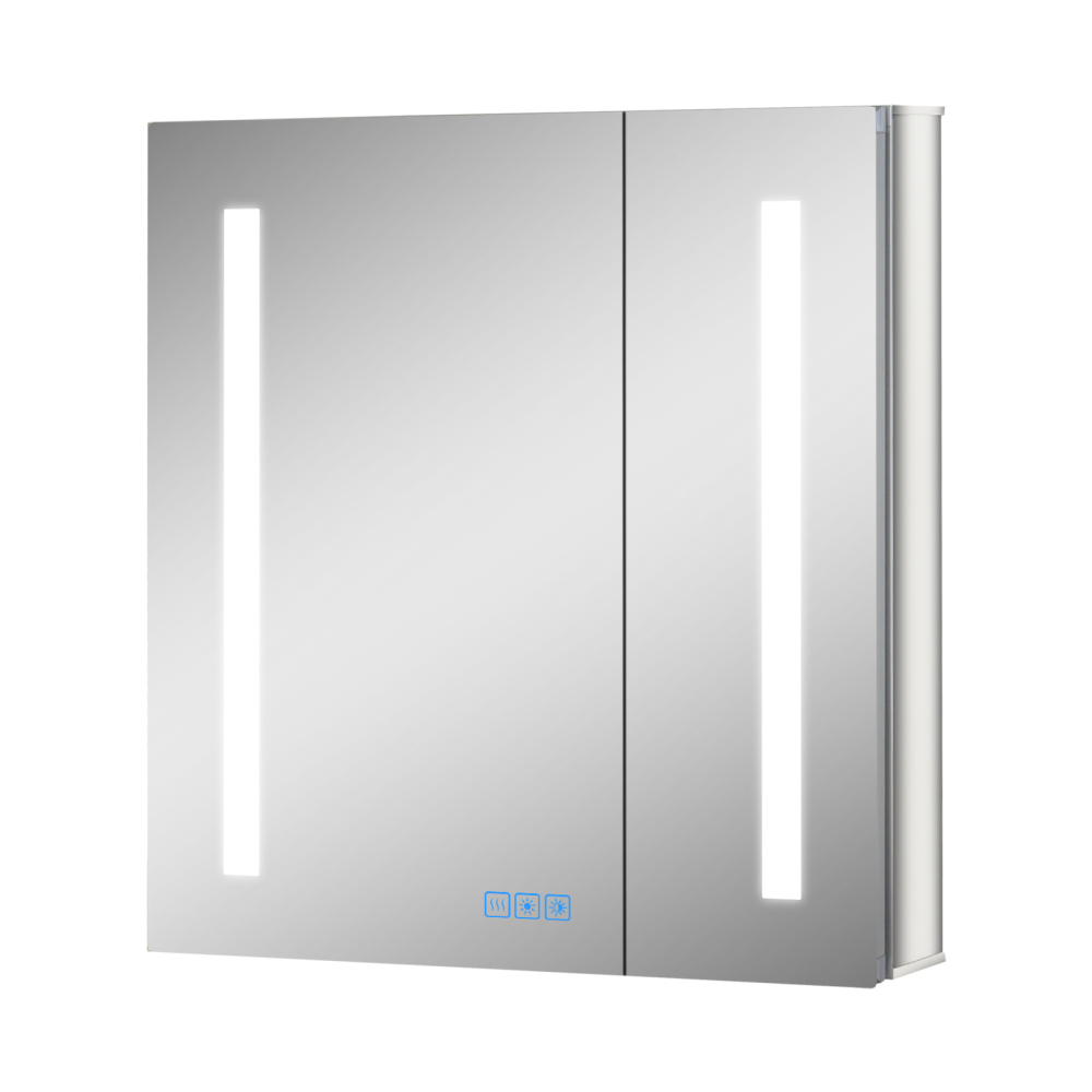 Aluminum LED Bathroom Mirror Cabinet with Defogger, Dimmer, Outlet and USB charger, Recessed or Surface Mount, 24W x 25.5H inch