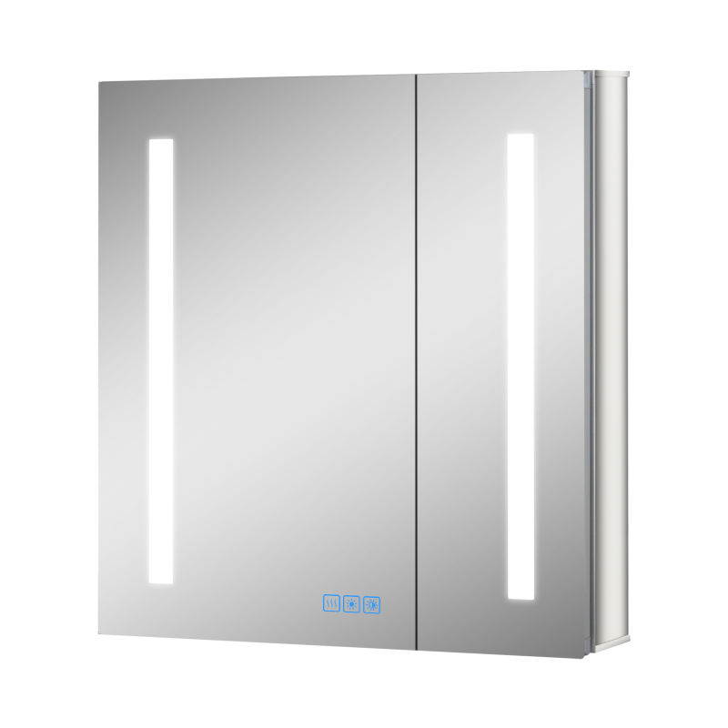 Aluminum LED Bathroom Mirror Cabinet with Defogger, Dimmer, Outlet and USB charger, Recessed or Surface Mount, 24W x 25.5H inch
