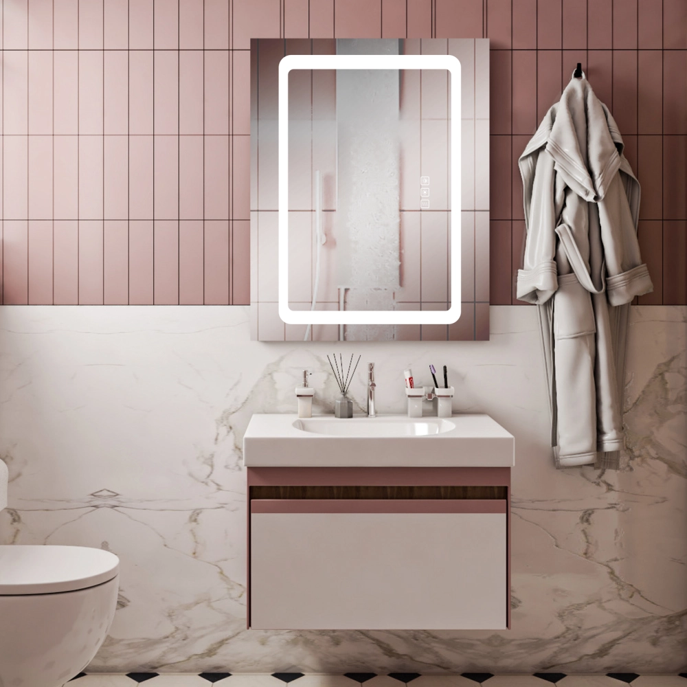 Illuminated Medicine Cabinet with LED light, Defogger, Dimmer, Outlet and  USB charger, Recessed or Surface Mount, Aluminum material,20W x 25.5H inch, image size:1000x1000