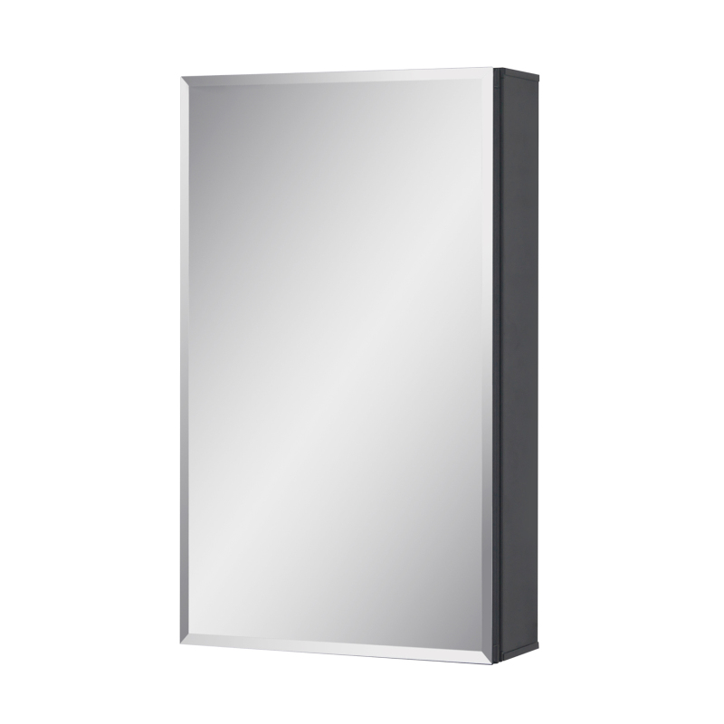 Black Aluminum Medicine Cabinet with Double sided Mirror Door, Recessed and Surface Mount, 14 x 24 inch