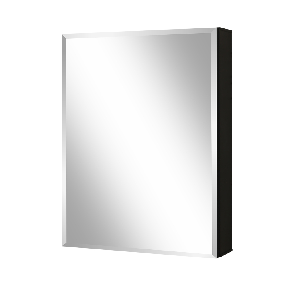 Fundin Medicine Cabinet 19.8 x 26 inches Mirror Size, Recessed or Surface Mount, Black Aluminum Bathroom Wall Cabinet with Mirror and Adjustable Shelves.