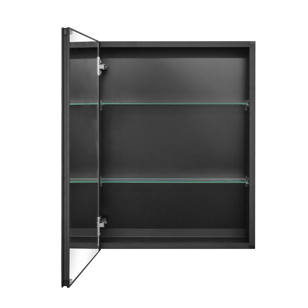 Fundin Medicine Cabinet 19.8 x 26 inches Mirror Size, Recessed or Surface Mount, Black Aluminum Bathroom Wall Cabinet with Mirror and Adjustable Shelves.