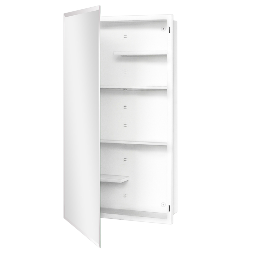 Fundin White Medicine Cabinet Recessed or Surface Mount, Bathroom Medicine Cabinet with 20 x 36 Mirror Size and Adjustable Staggered Shelves