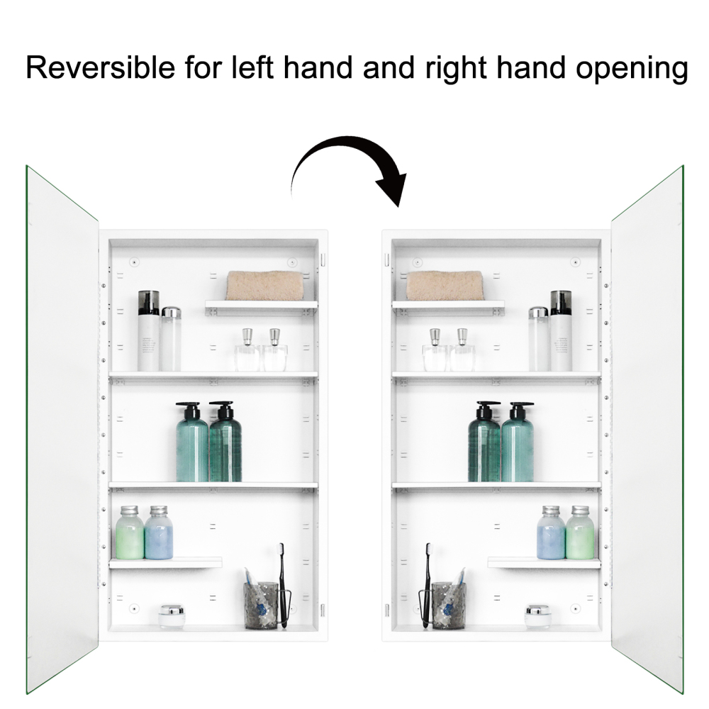 Fundin White Medicine Cabinet Recessed or Surface Mount, Bathroom Medicine Cabinet with 20 x 36 Mirror Size and Adjustable Staggered Shelves