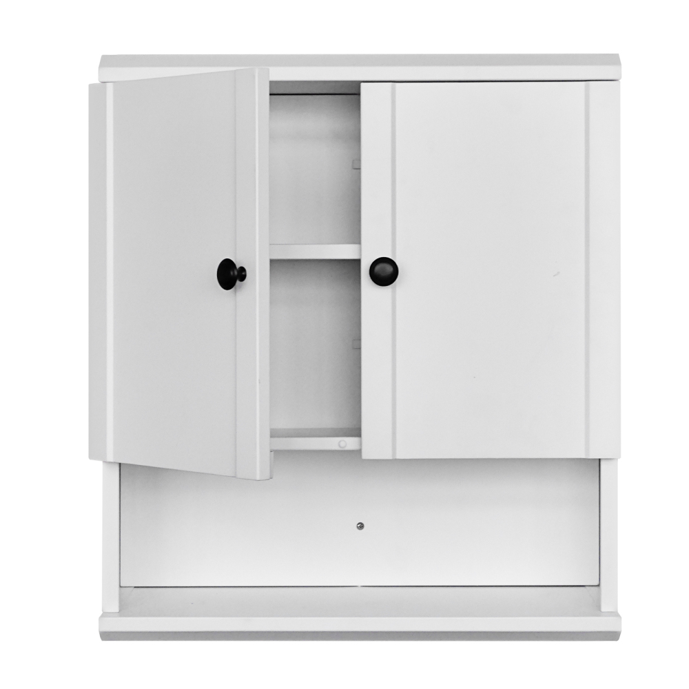 Fundin White Bathroom Wall Cabinet with Hidden Tissue Slot & Adjustable Shelves, Over The Toilet Storage Cabinet for Bathroom Laundry Room